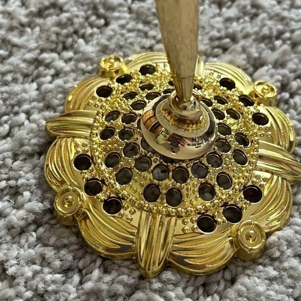 Gold Filigree Round Pen Holder Wedding Ceremony Funeral Guest Book - NO PEN
